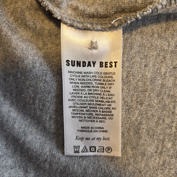 Sunday Best Cropped Long Sleeve Polo Top XS Grey Cotton Collared Shirt - Picture 5 of 6